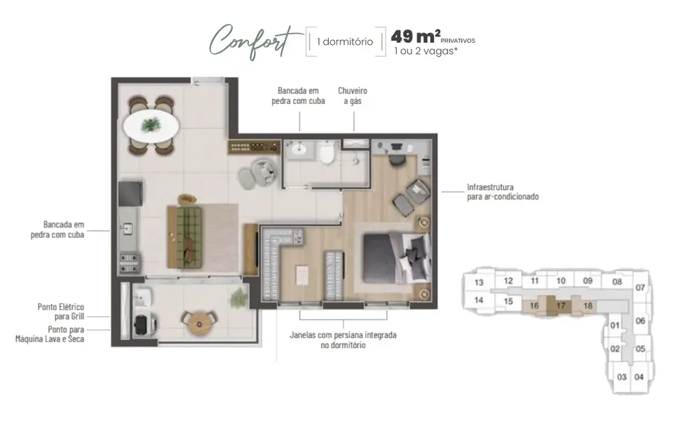 Confort 49,9 m² · 1 dorm