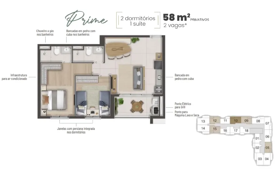 Prime 58,78 m² · 2 dorms